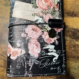 Travelers Notebook cover only Passport size - Black Vintage Floral Prima